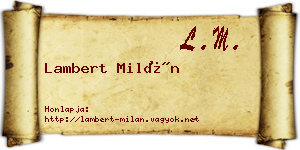 Lambert Milán névjegykártya