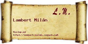 Lambert Milán névjegykártya